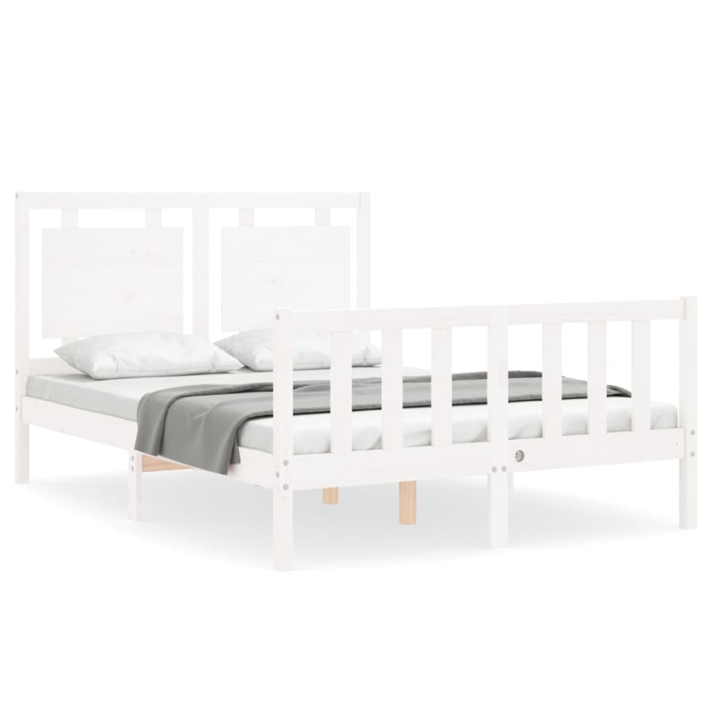 Letto senza Materasso Bianco 140x190 cm Legno Massello di Pino - homemem39