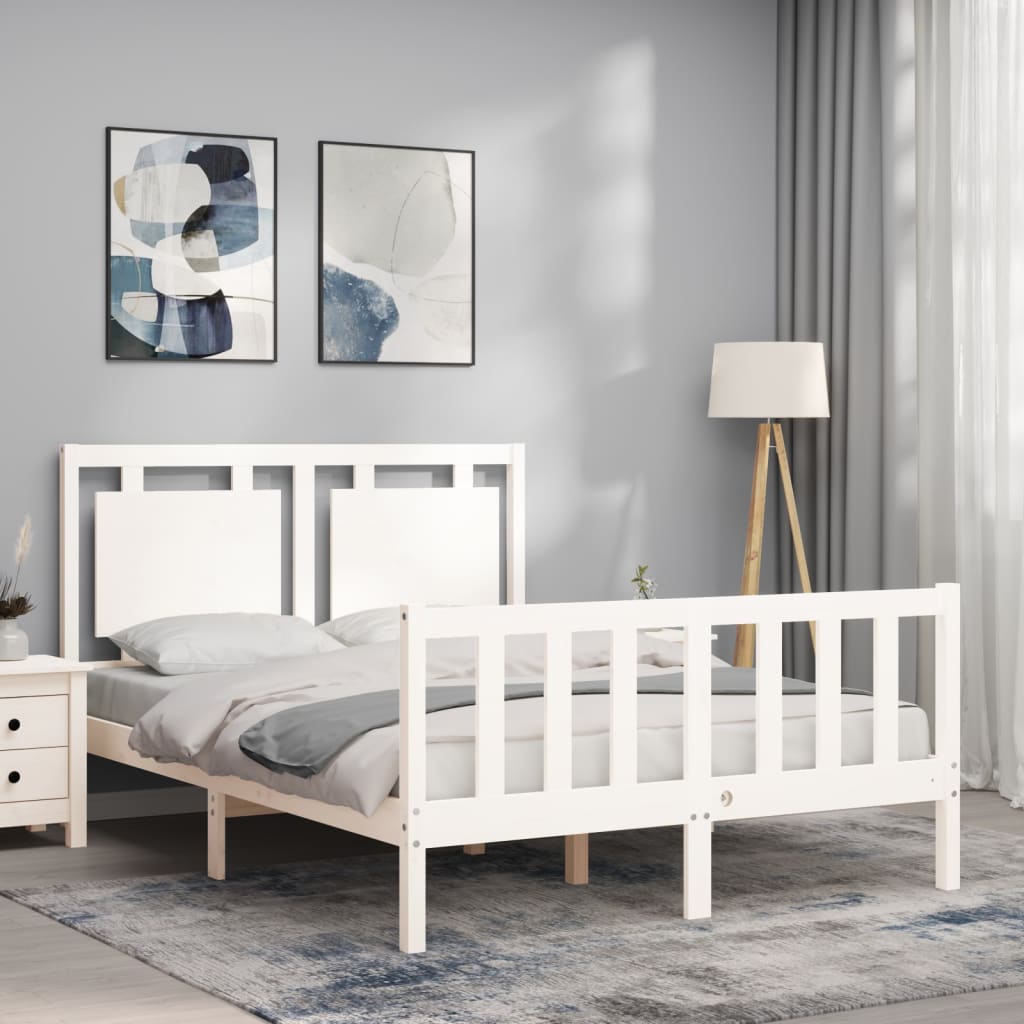 Letto senza Materasso Bianco 140x190 cm Legno Massello di Pino - homemem39