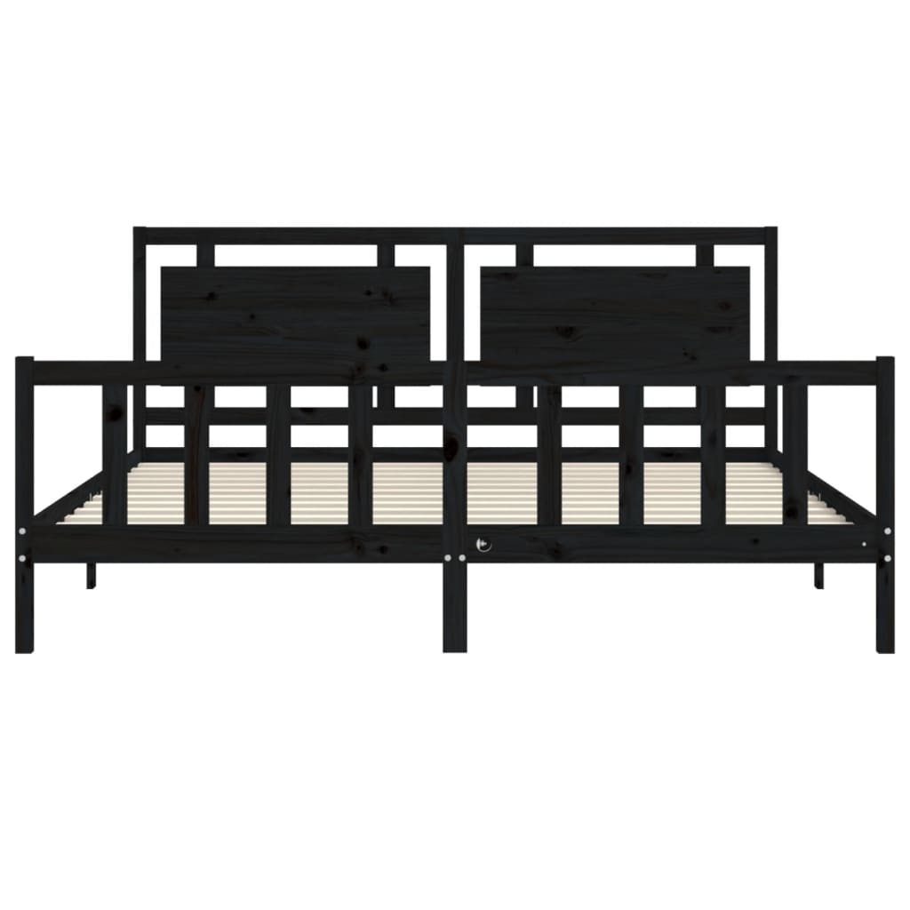Giroletto con Testiera Nero 200x200 cm in Legno Massello