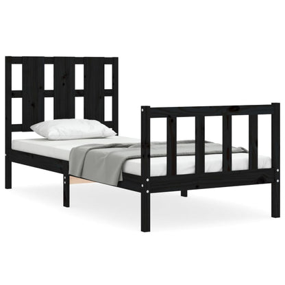 Giroletto con Testiera Nero Small Single in Legno Massello | homemem39