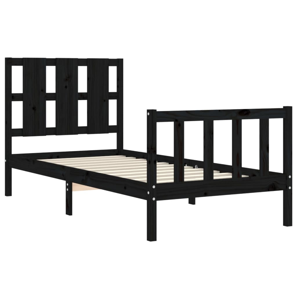 Giroletto con Testiera Nero Small Single in Legno Massello | homemem39