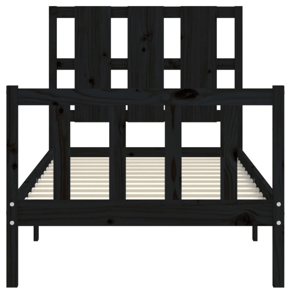 Giroletto con Testiera Nero Small Single in Legno Massello | homemem39