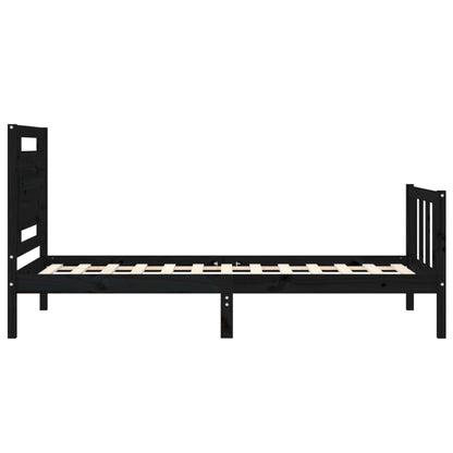 Giroletto con Testiera Nero Small Single in Legno Massello | homemem39