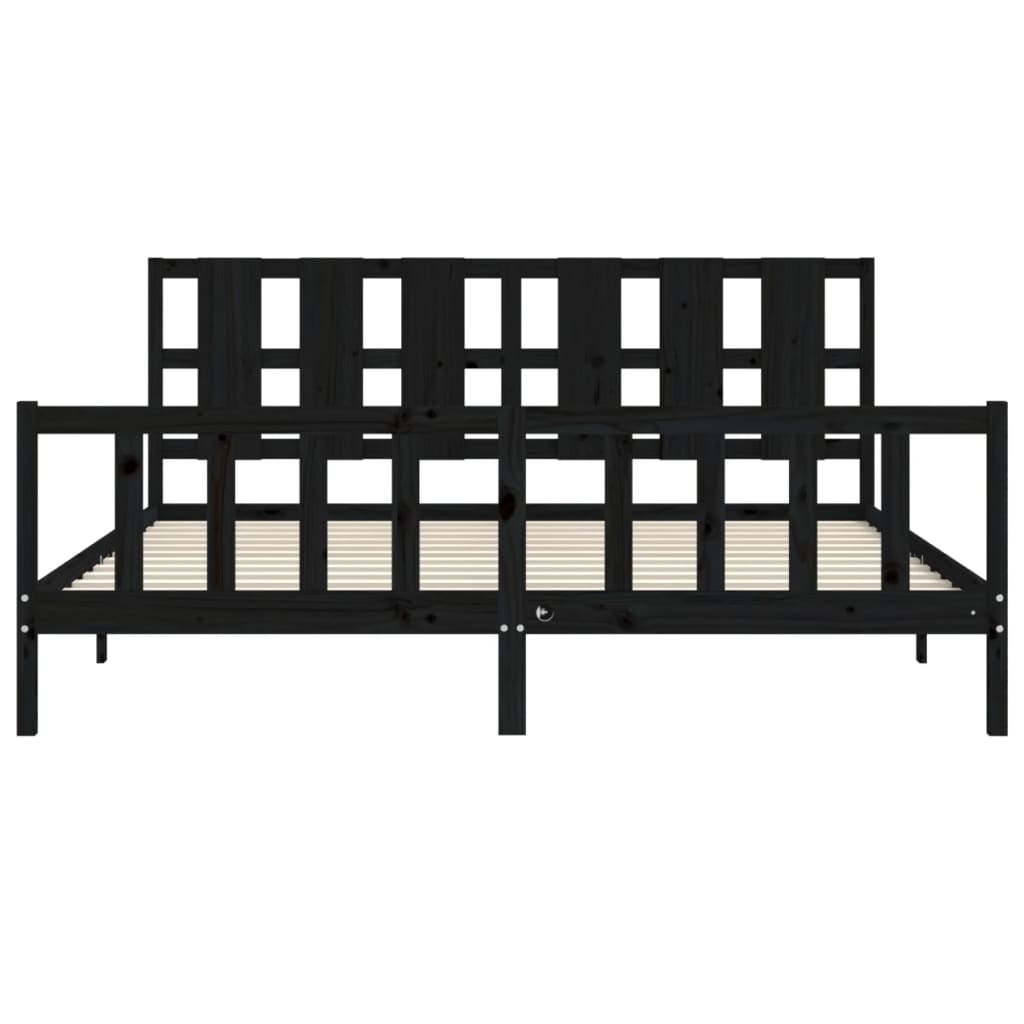 Giroletto con Testiera Nero 200x200 cm in Legno Massello | homemem39
