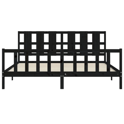Giroletto con Testiera Nero 200x200 cm in Legno Massello