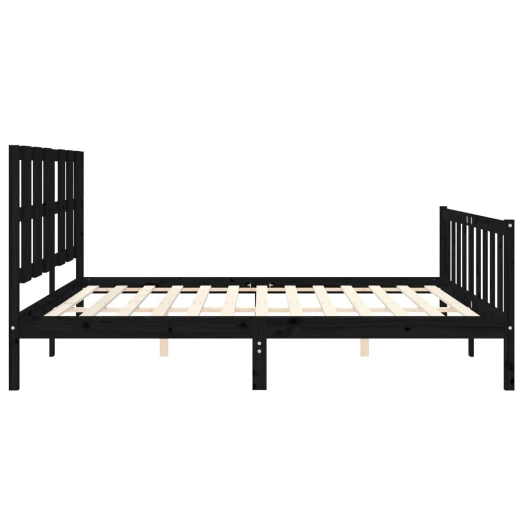 Giroletto con Testiera Nero 200x200 cm in Legno Massello | homemem39