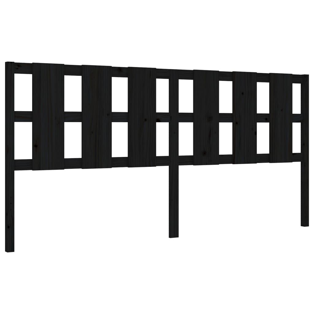 Giroletto con Testiera Nero 200x200 cm in Legno Massello