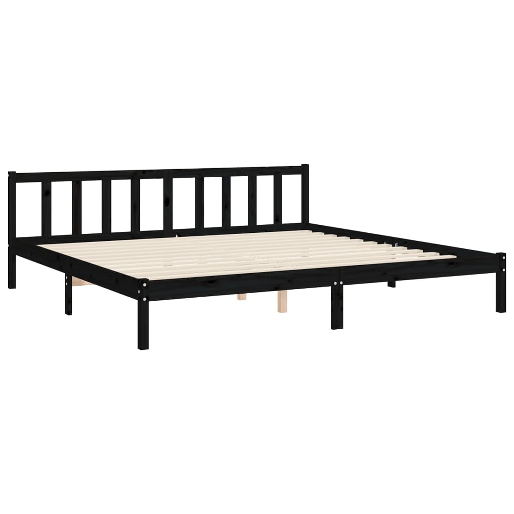 Giroletto con Testiera Nero 200x200 cm in Legno Massello | homemem39