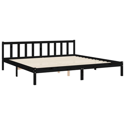 Giroletto con Testiera Nero 200x200 cm in Legno Massello | homemem39
