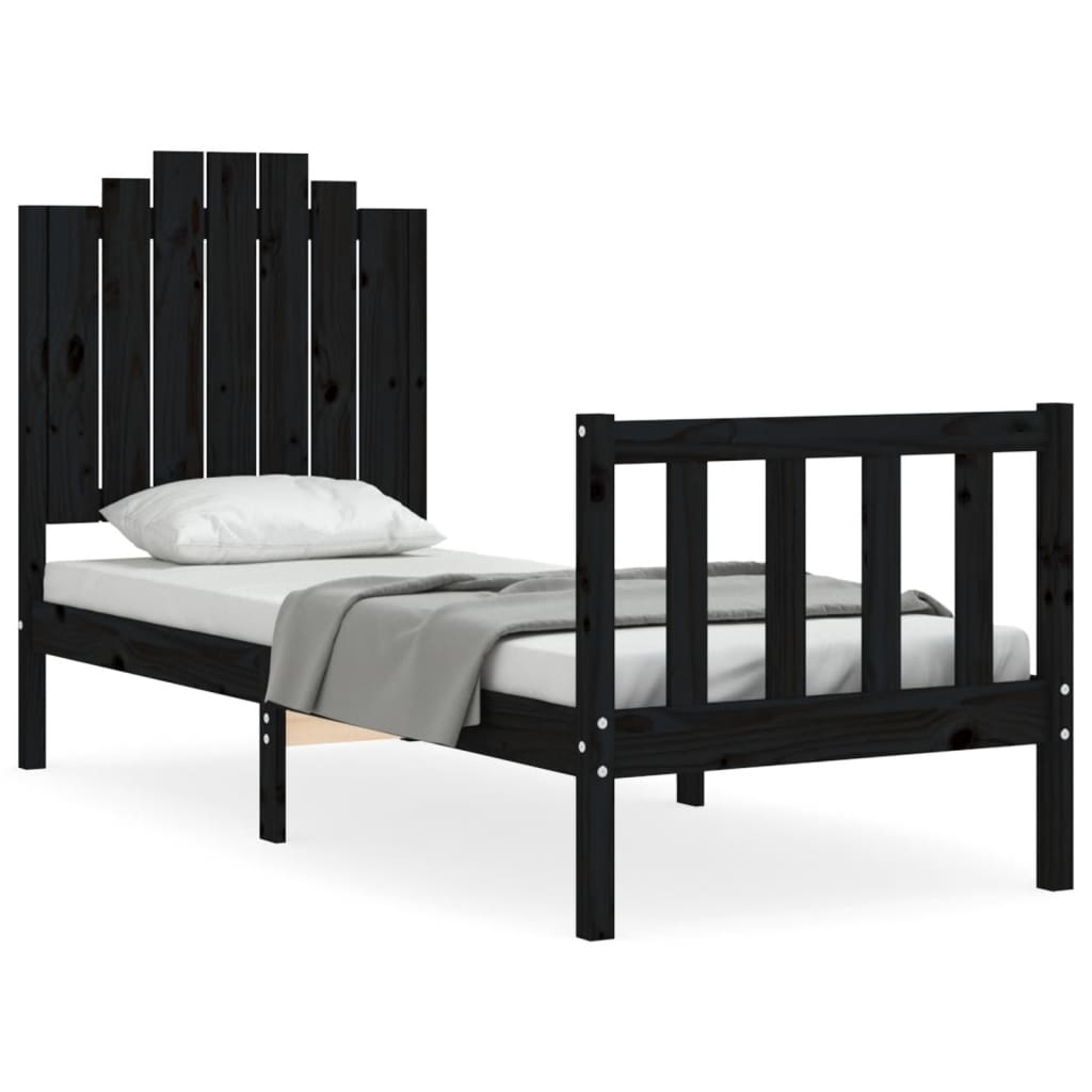 Giroletto con Testiera Nero Small Single in Legno Massello | homemem39