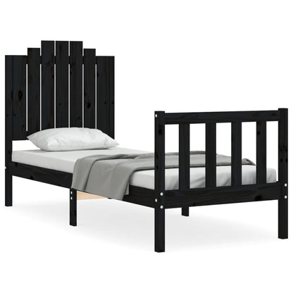 Giroletto con Testiera Nero Small Single in Legno Massello | homemem39