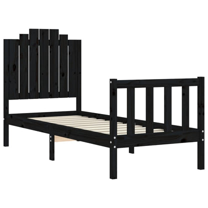 Giroletto con Testiera Nero Small Single in Legno Massello | homemem39