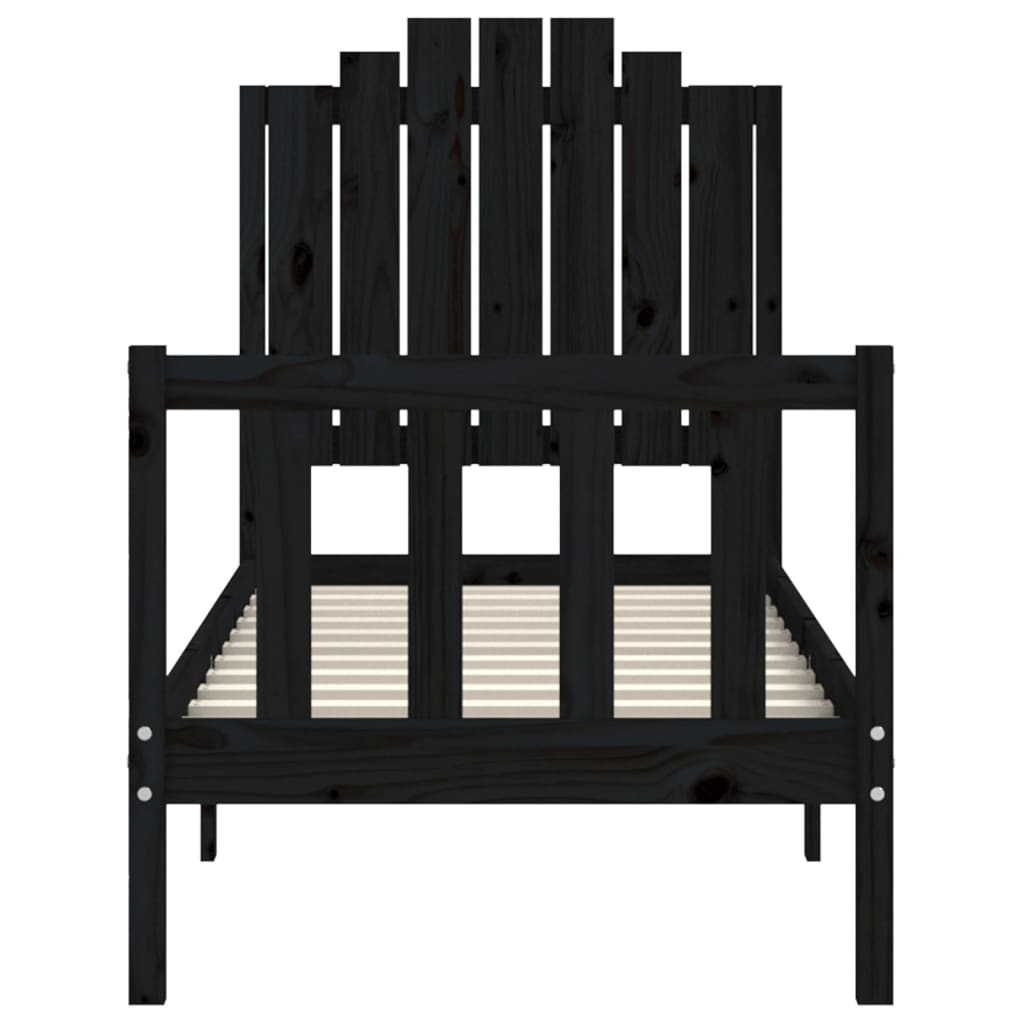 Giroletto con Testiera Nero Small Single in Legno Massello | homemem39