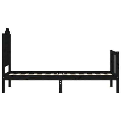 Giroletto con Testiera Nero Small Single in Legno Massello | homemem39