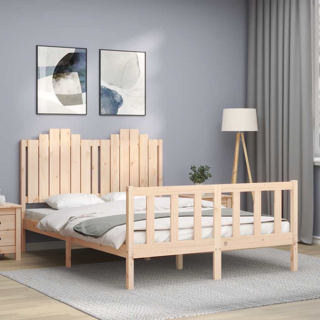 Letto senza Materasso 140x190 cm in Legno Massello di Pino - homemem39