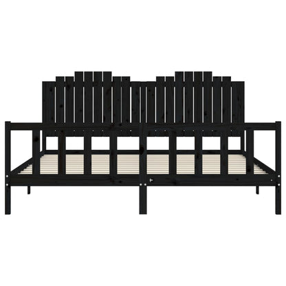 Giroletto con Testiera Nero 200x200 cm in Legno Massello
