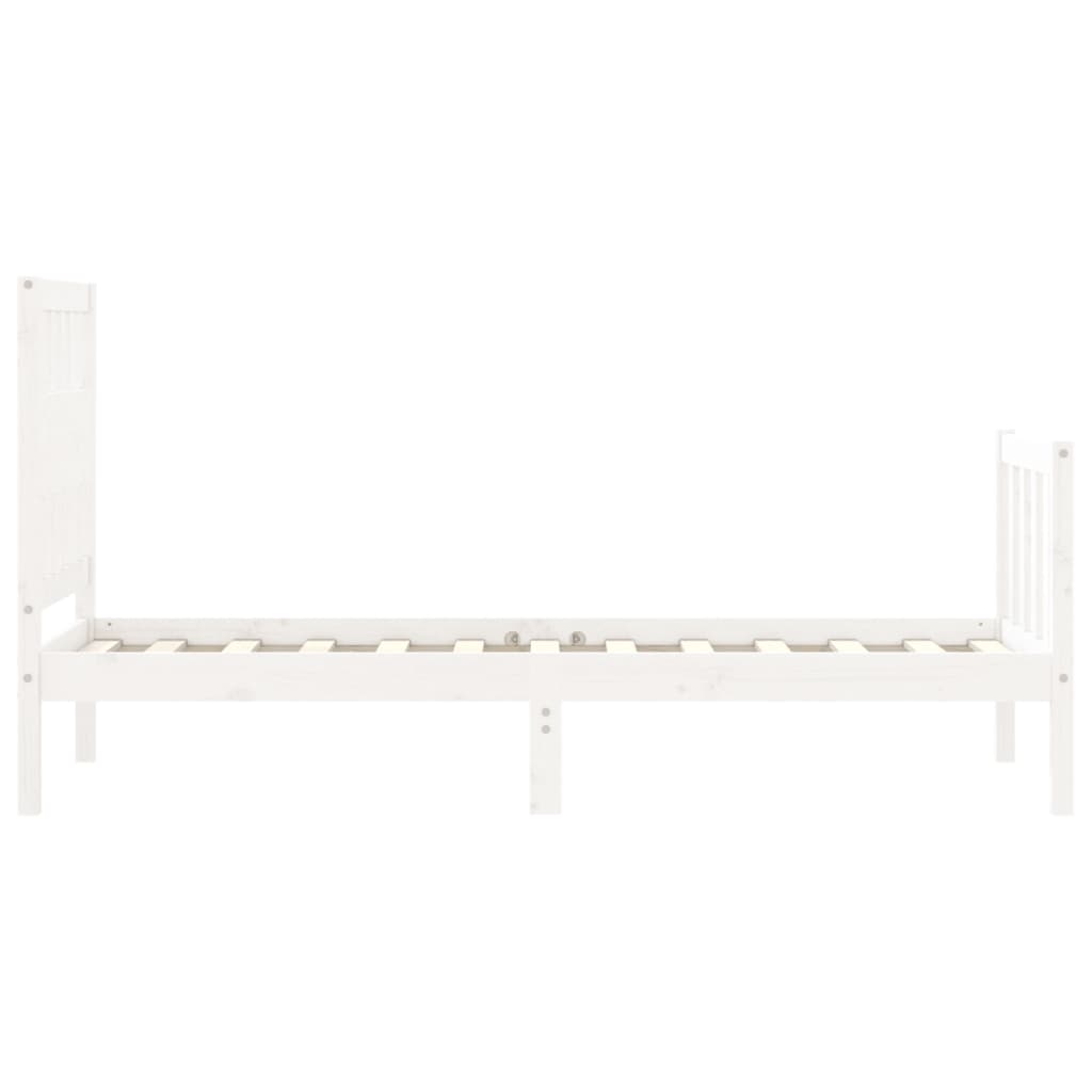 Giroletto con Testiera Bianco Small Single Legno Massello - homemem39