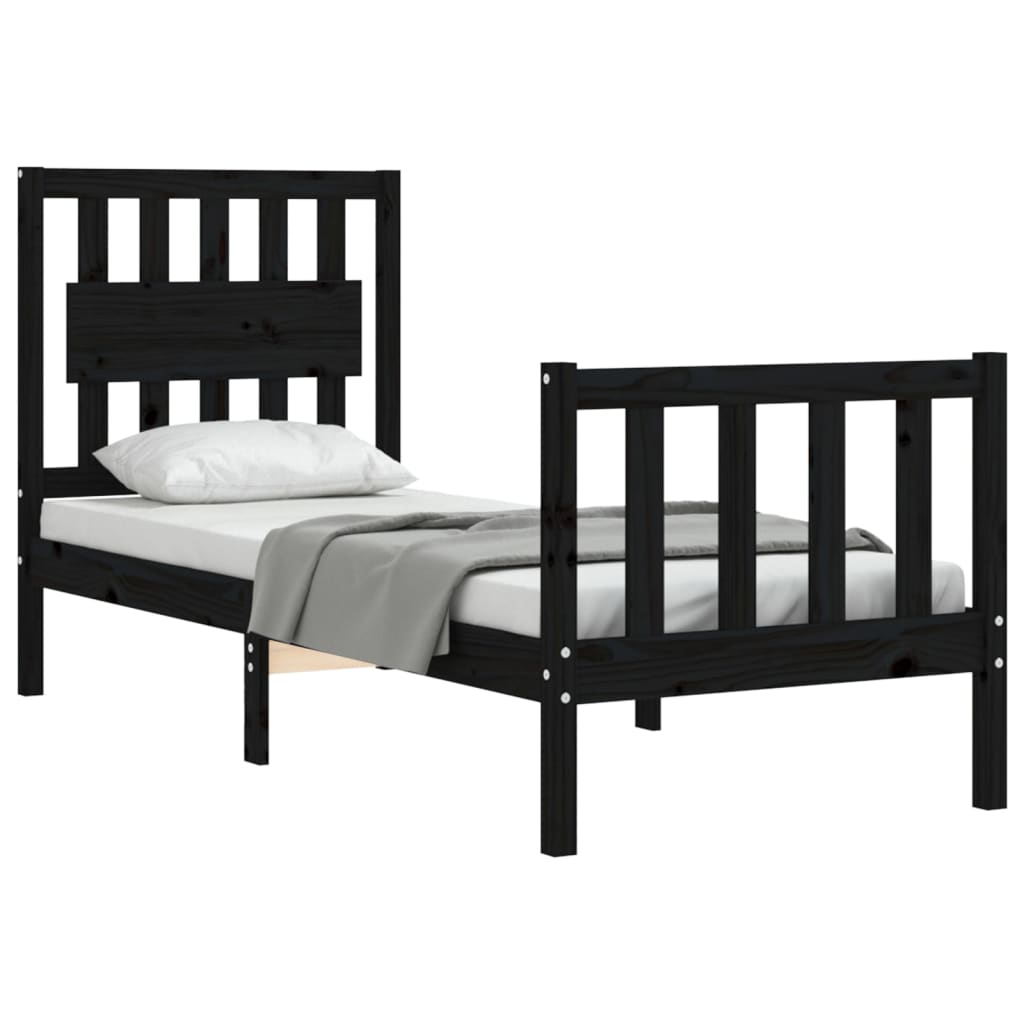 Giroletto con Testiera Nero Small Single in Legno Massello | homemem39