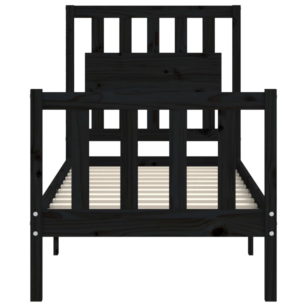 Giroletto con Testiera Nero Small Single in Legno Massello | homemem39