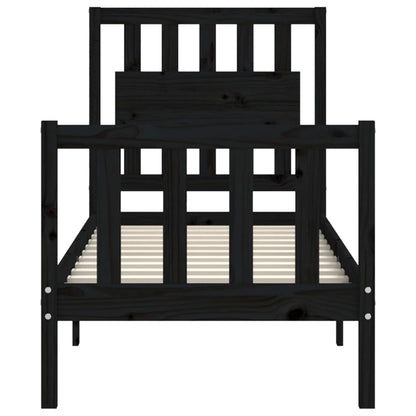 Giroletto con Testiera Nero Small Single in Legno Massello | homemem39