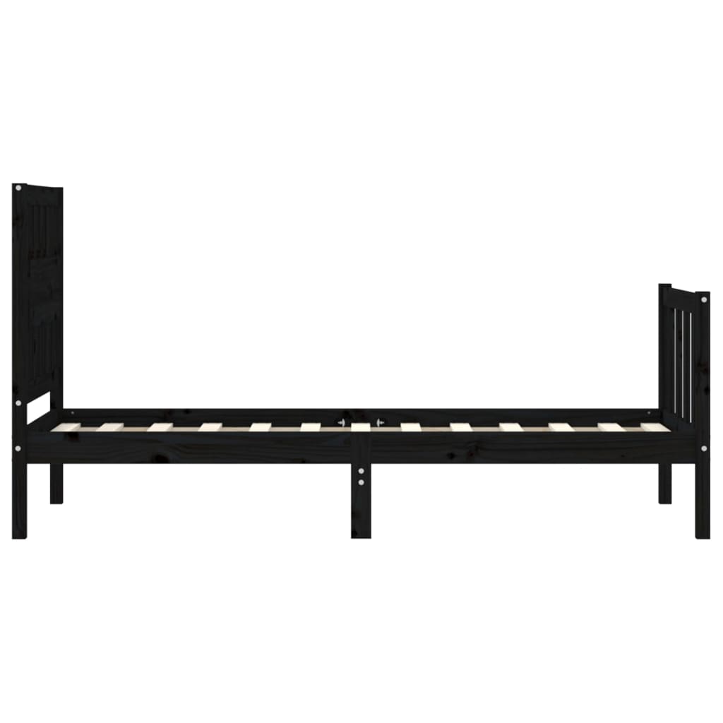 Giroletto con Testiera Nero Small Single in Legno Massello | homemem39