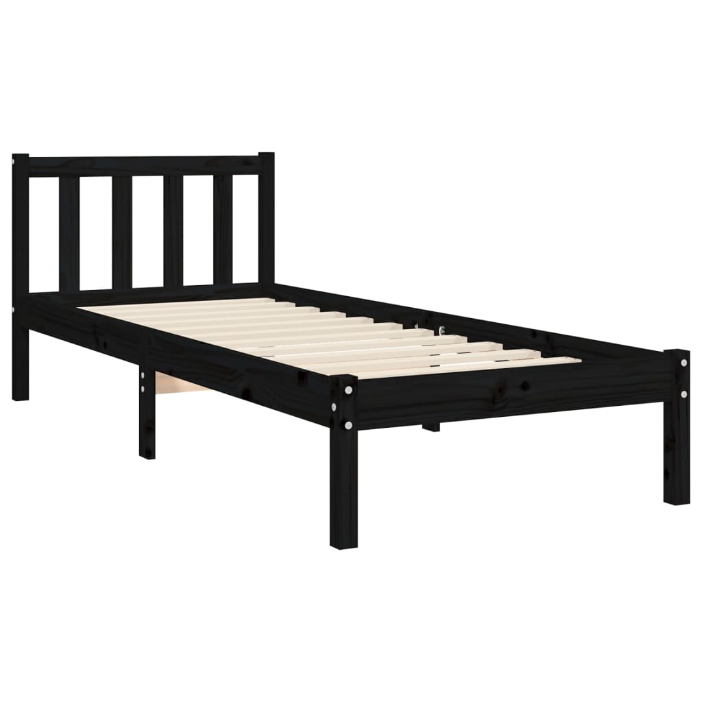 Giroletto con Testiera Nero Small Single in Legno Massello | homemem39