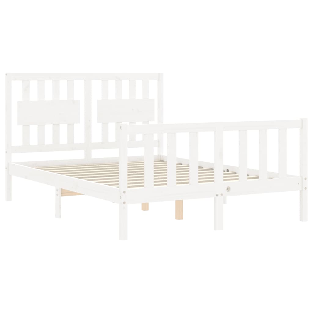 Letto senza Materasso Bianco 140x190 cm Legno Massello di Pino