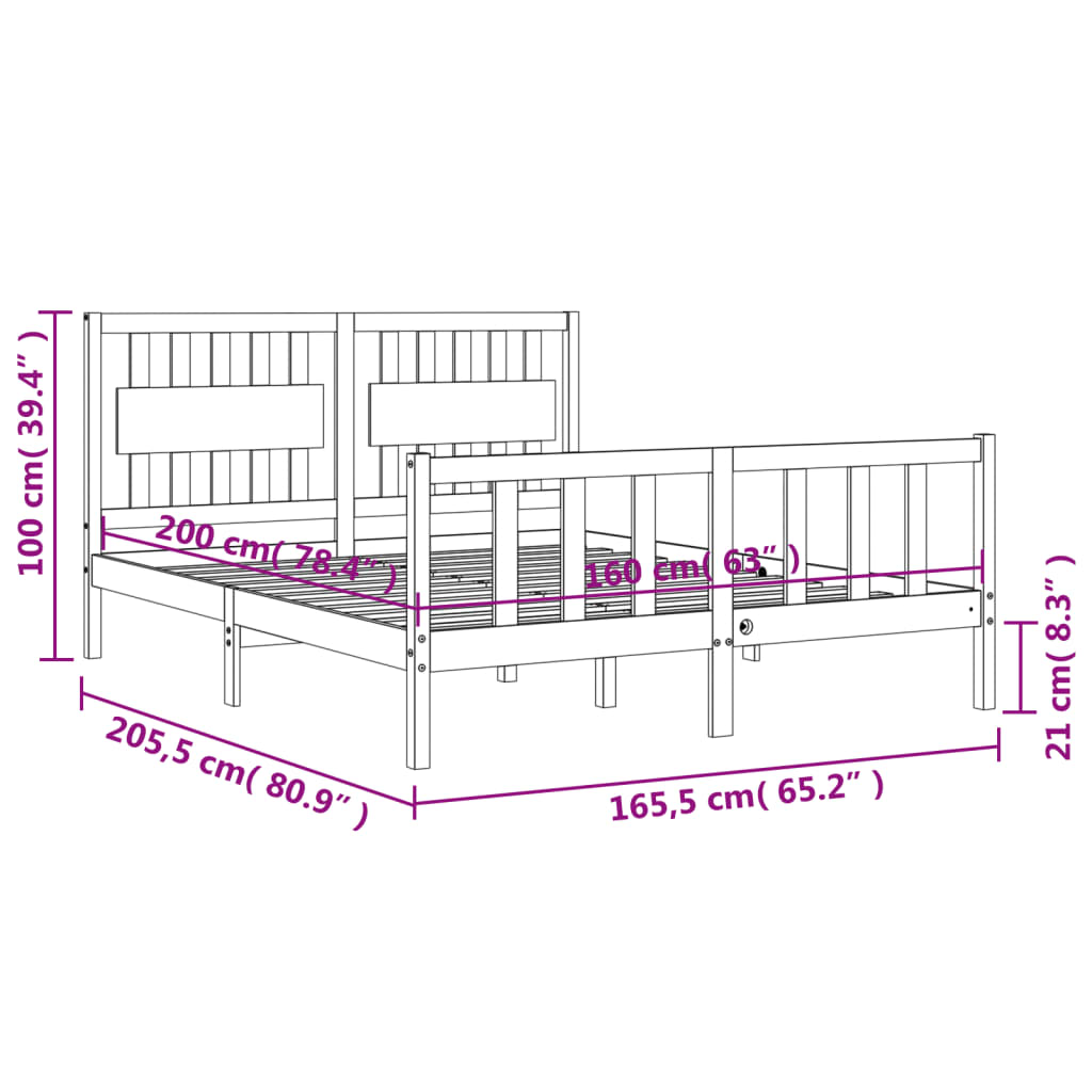 Giroletto senza Materasso 160x200 cm in Legno Massello di Pino