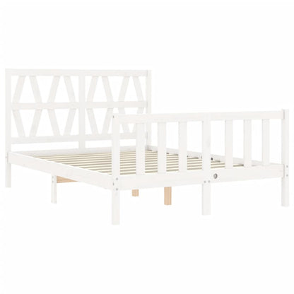 Giroletto con Testiera Bianco Small Double Legno Massello - homemem39