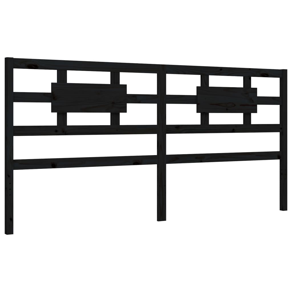 Giroletto con Testiera Nero 200x200 cm in Legno Massello