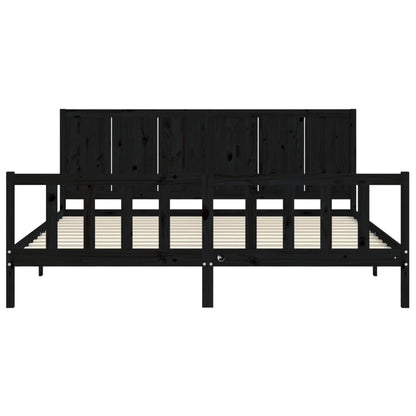 Giroletto con Testiera Nero 200x200 cm in Legno Massello