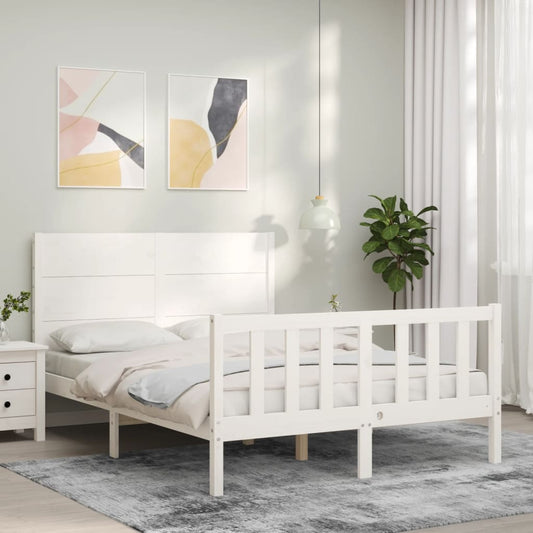 Letto senza Materasso Bianco 140x190 cm Legno Massello di Pino - homemem39