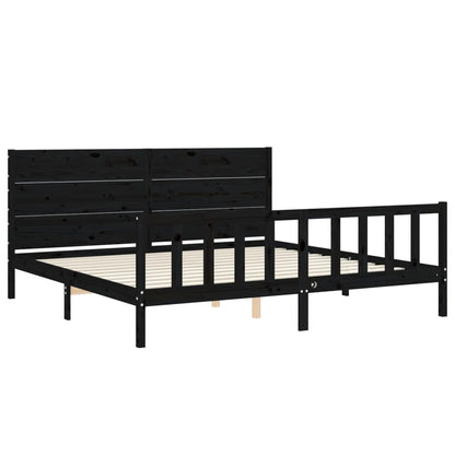 Giroletto con Testiera Nero 200x200 cm in Legno Massello | homemem39