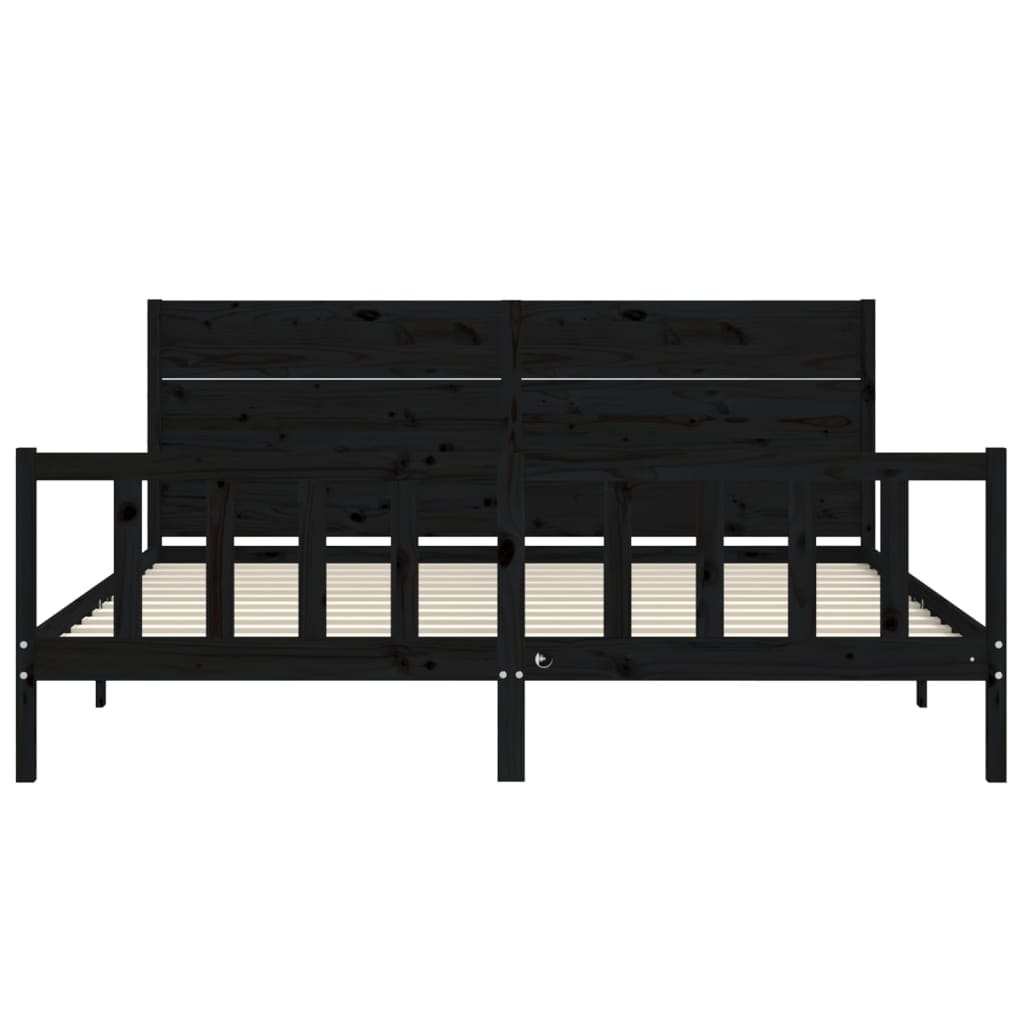Giroletto con Testiera Nero 200x200 cm in Legno Massello | homemem39
