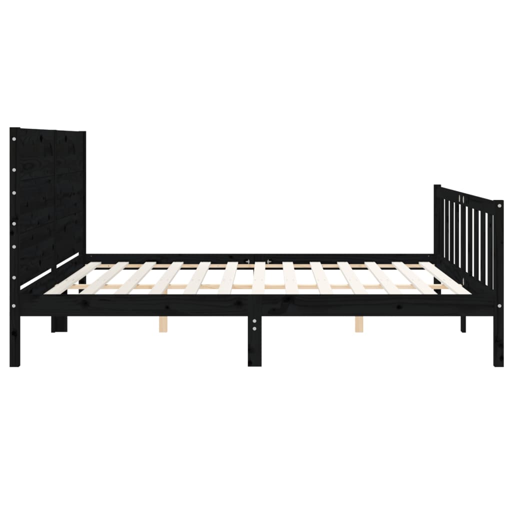 Giroletto con Testiera Nero 200x200 cm in Legno Massello | homemem39