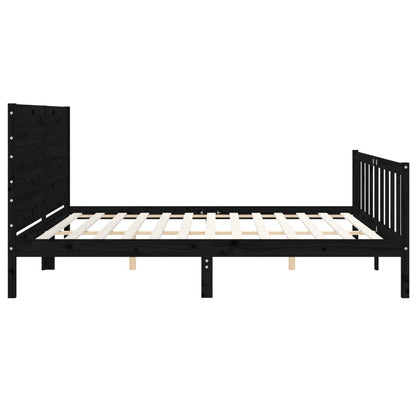 Giroletto con Testiera Nero 200x200 cm in Legno Massello | homemem39