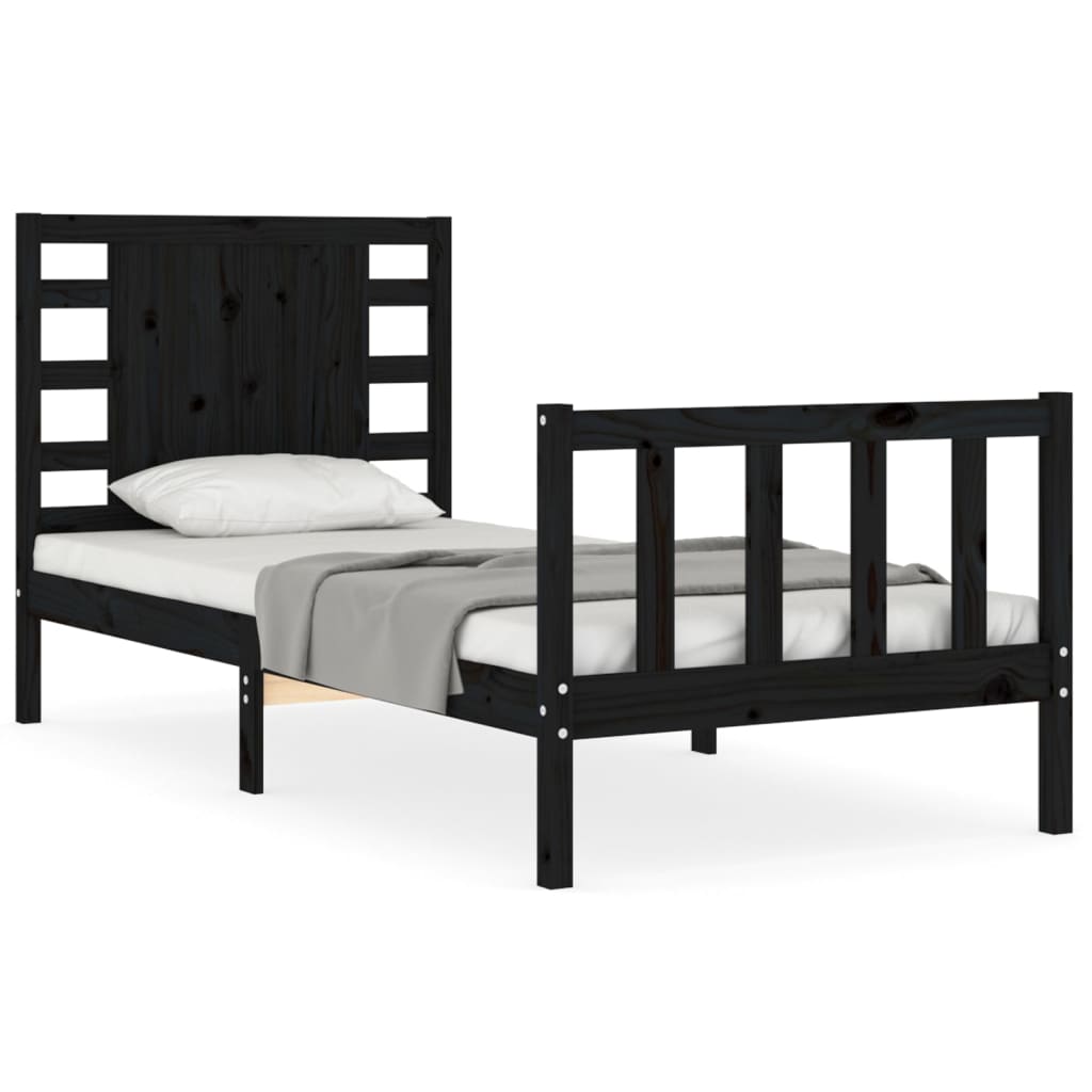 Giroletto con Testiera Nero Small Single in Legno Massello | homemem39
