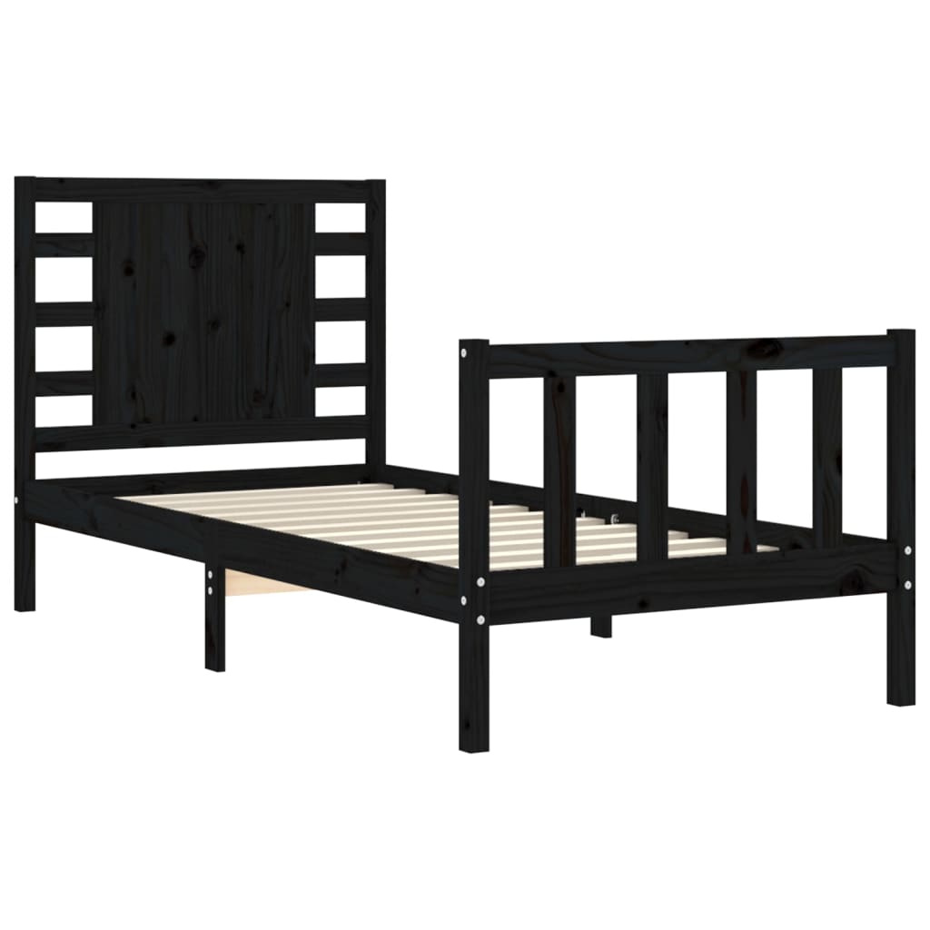 Giroletto con Testiera Nero Small Single in Legno Massello | homemem39