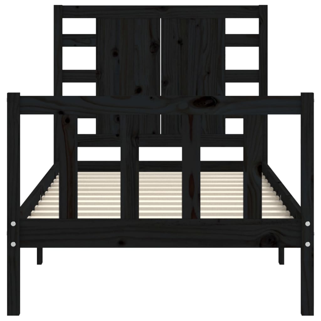 Giroletto con Testiera Nero Small Single in Legno Massello | homemem39