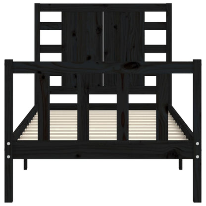 Giroletto con Testiera Nero Small Single in Legno Massello | homemem39