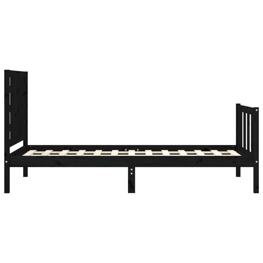 Giroletto con Testiera Nero Small Single in Legno Massello | homemem39