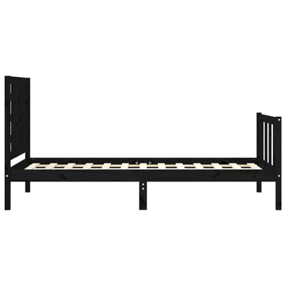 Giroletto con Testiera Nero Small Single in Legno Massello | homemem39