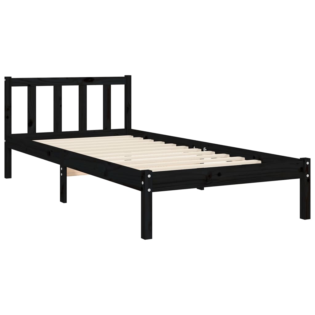 Giroletto con Testiera Nero Small Single in Legno Massello | homemem39