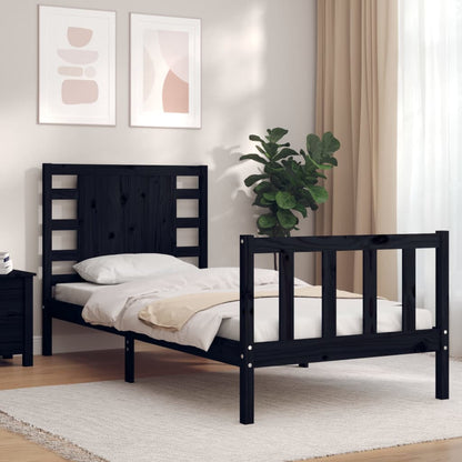 Giroletto con Testiera Nero Small Single in Legno Massello | homemem39