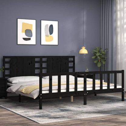 Giroletto con Testiera Nero 200x200 cm in Legno Massello | homemem39