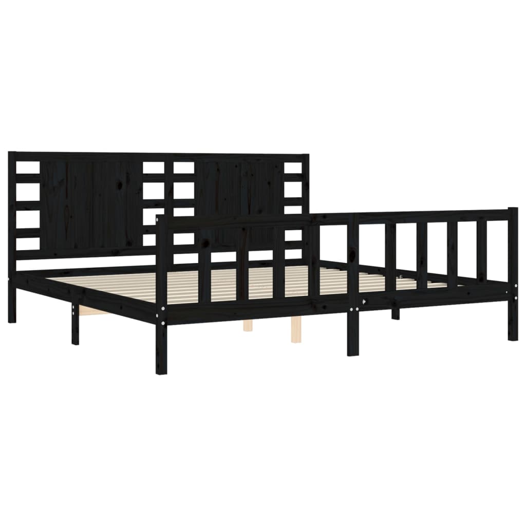 Giroletto con Testiera Nero 200x200 cm in Legno Massello | homemem39