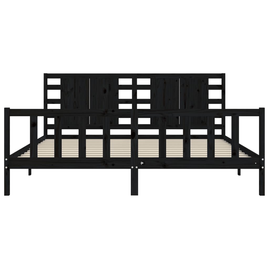 Giroletto con Testiera Nero 200x200 cm in Legno Massello