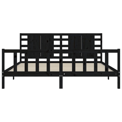 Giroletto con Testiera Nero 200x200 cm in Legno Massello
