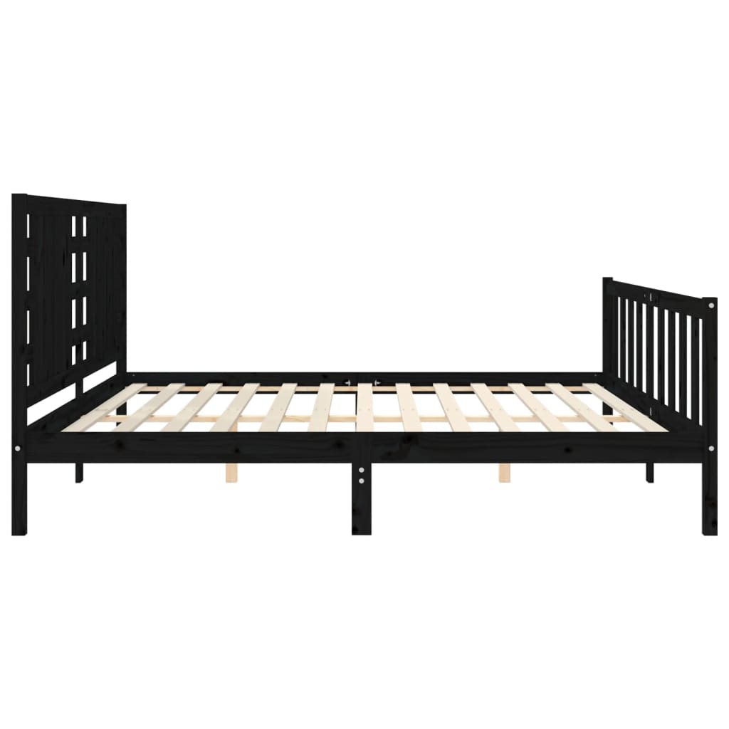 Giroletto con Testiera Nero 200x200 cm in Legno Massello | homemem39