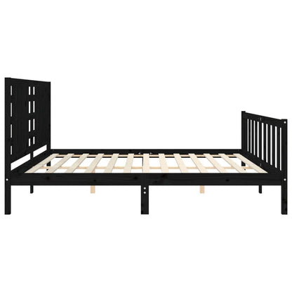 Giroletto con Testiera Nero 200x200 cm in Legno Massello | homemem39